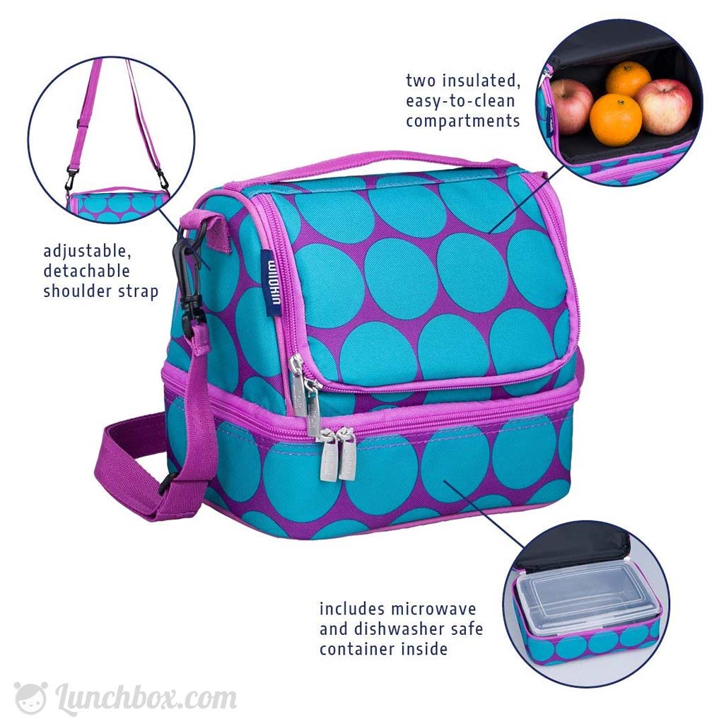 Double Decker Lunch Box - Big Dots Aqua - Image 3