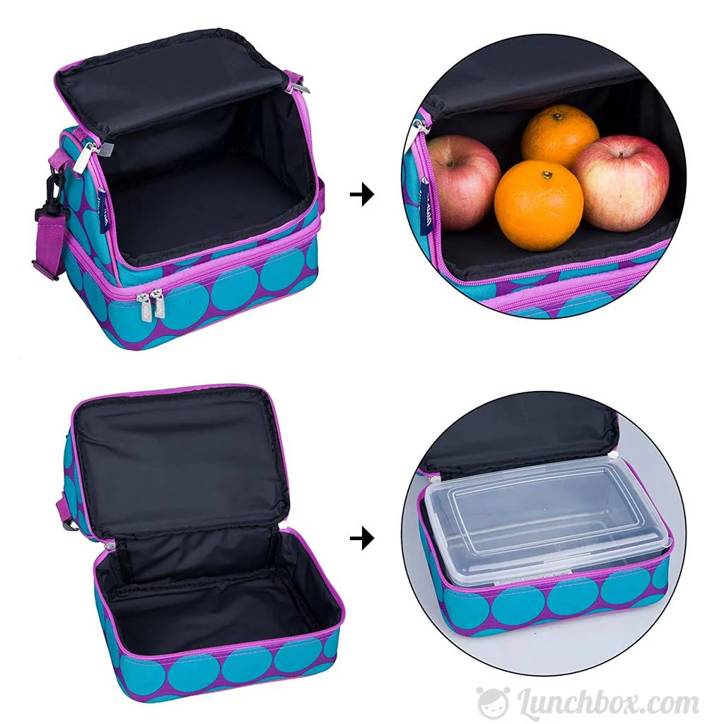 Double Decker Lunch Box - Big Dots Aqua - Image 5
