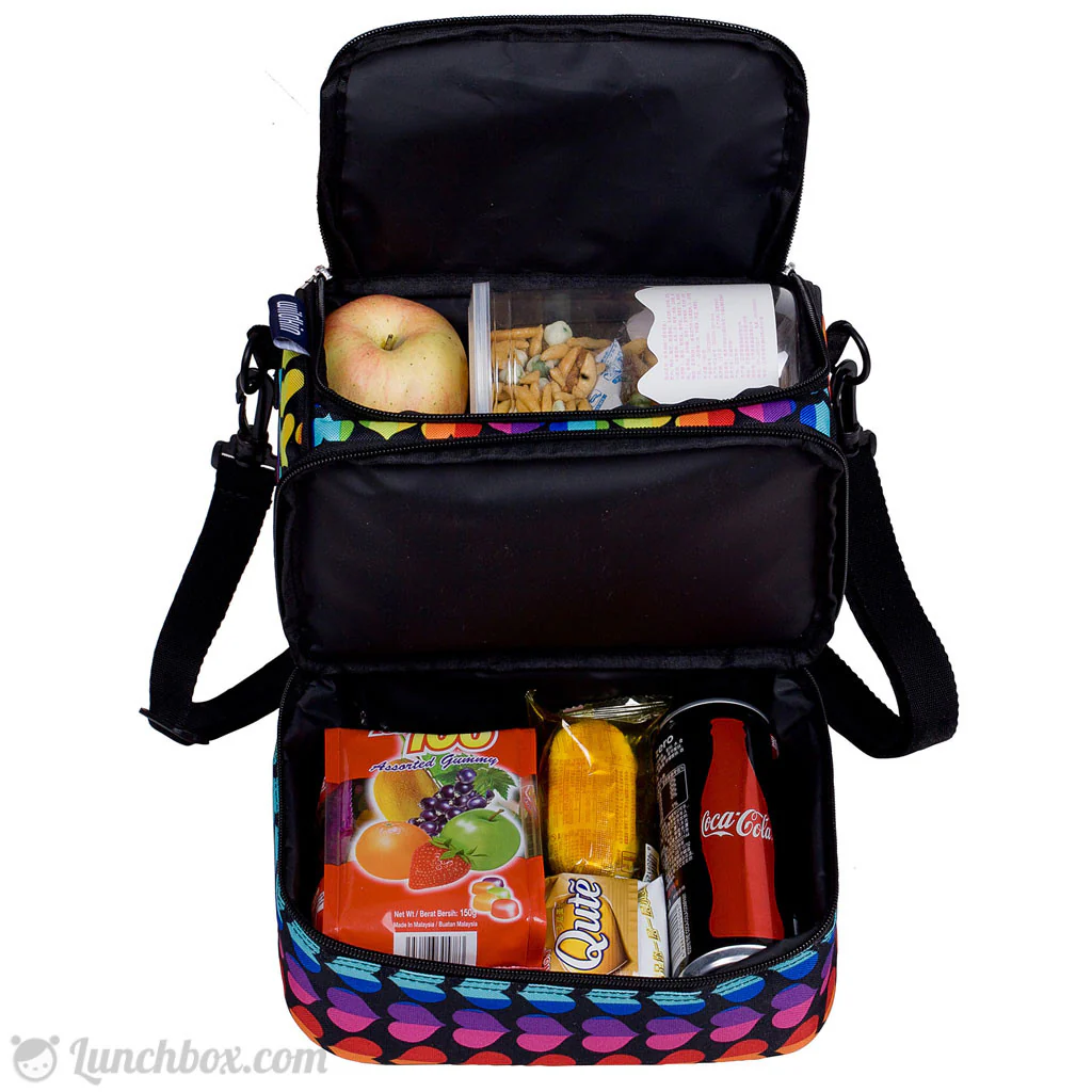 Double Decker Lunch Box - Rainbow Hearts - Image 3